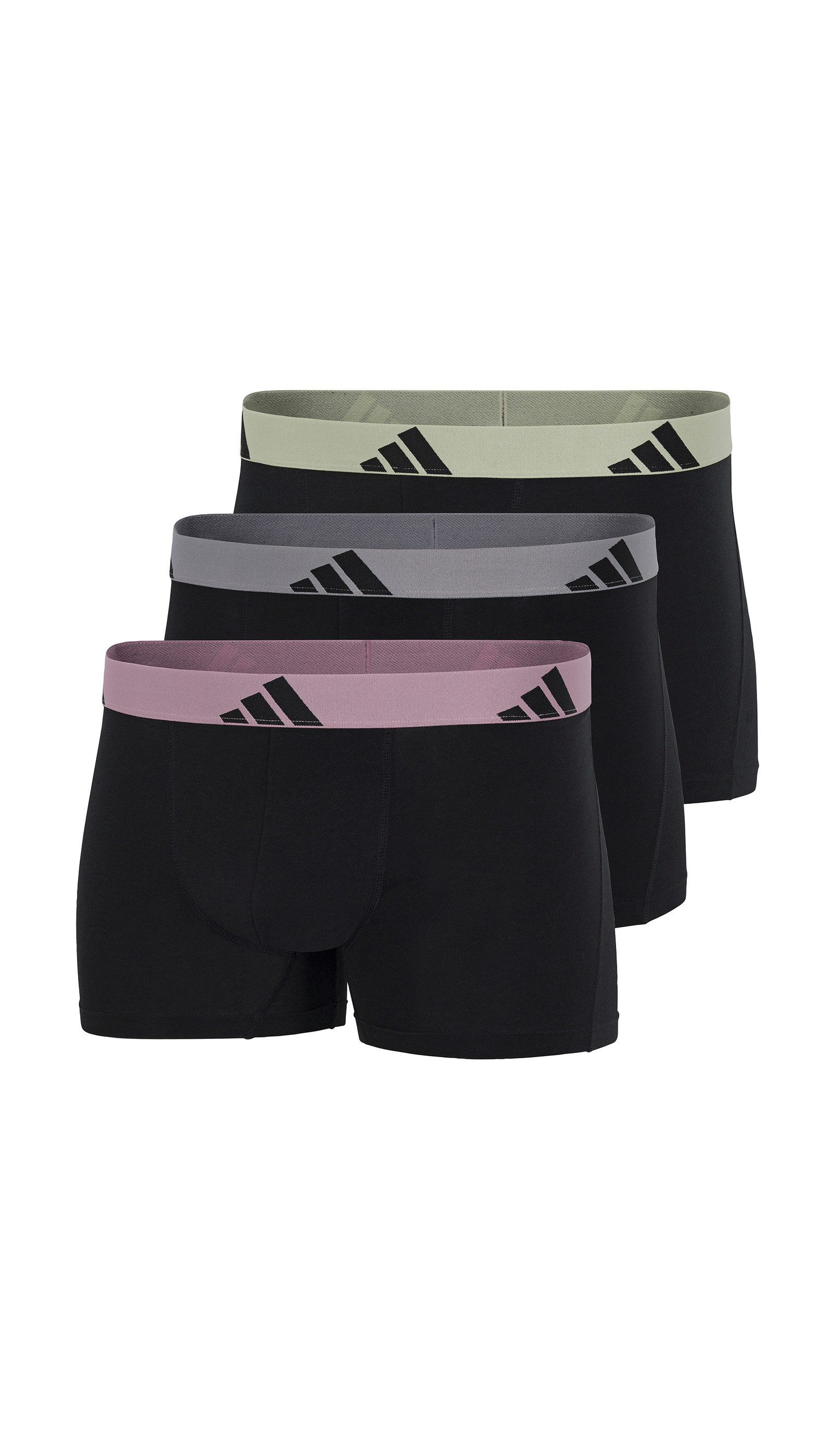 adidas Sportswear Trunk Active Flex Cotton (3er Pack) elastischer Logo-Bund, ohne Eingriff, Single Jersey-Qualität