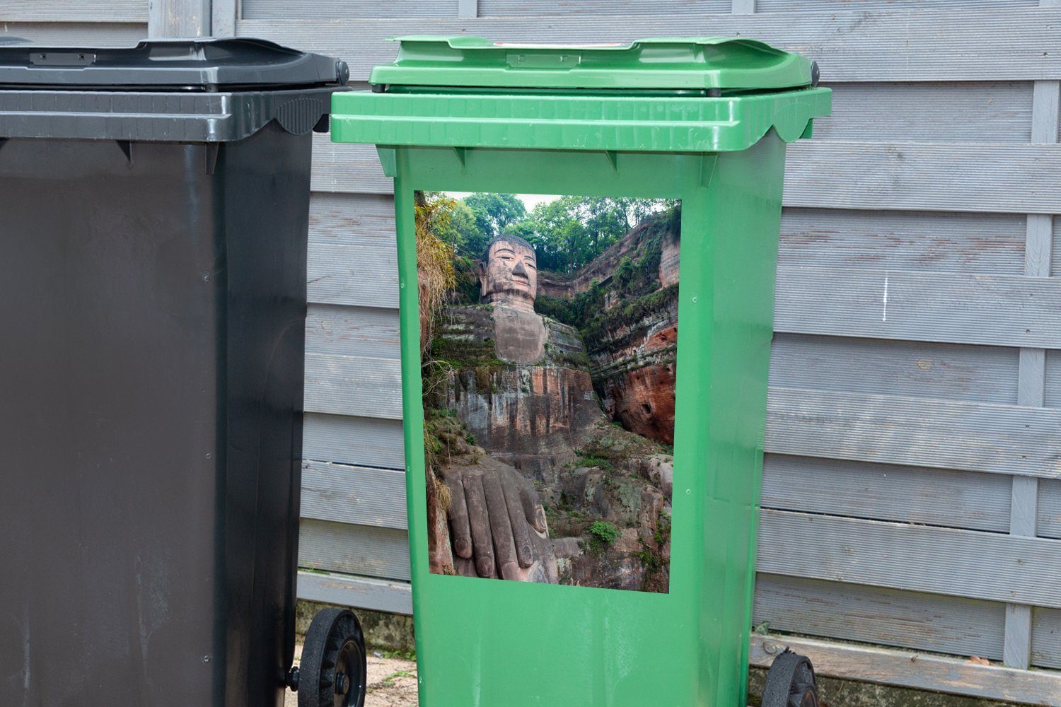 Container, (1 Buddha Große Der Wandsticker MuchoWow China Abfalbehälter Leshan Mülleimer-aufkleber, Sticker, alte von Mülltonne, in St),