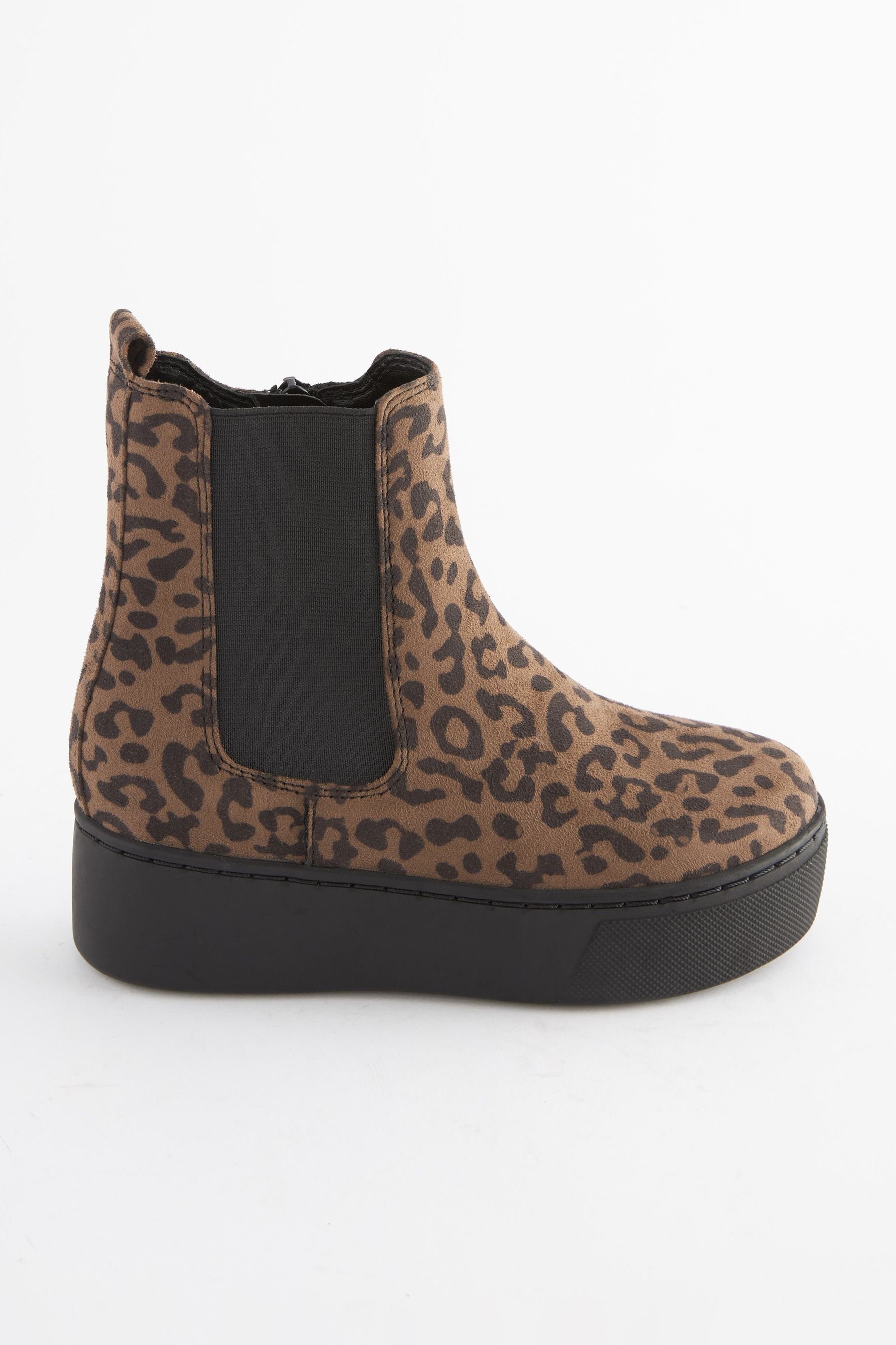 Next Stiefel mit Keilabsatz Keilstiefelette (1-tlg) Tan Brown Animal Print