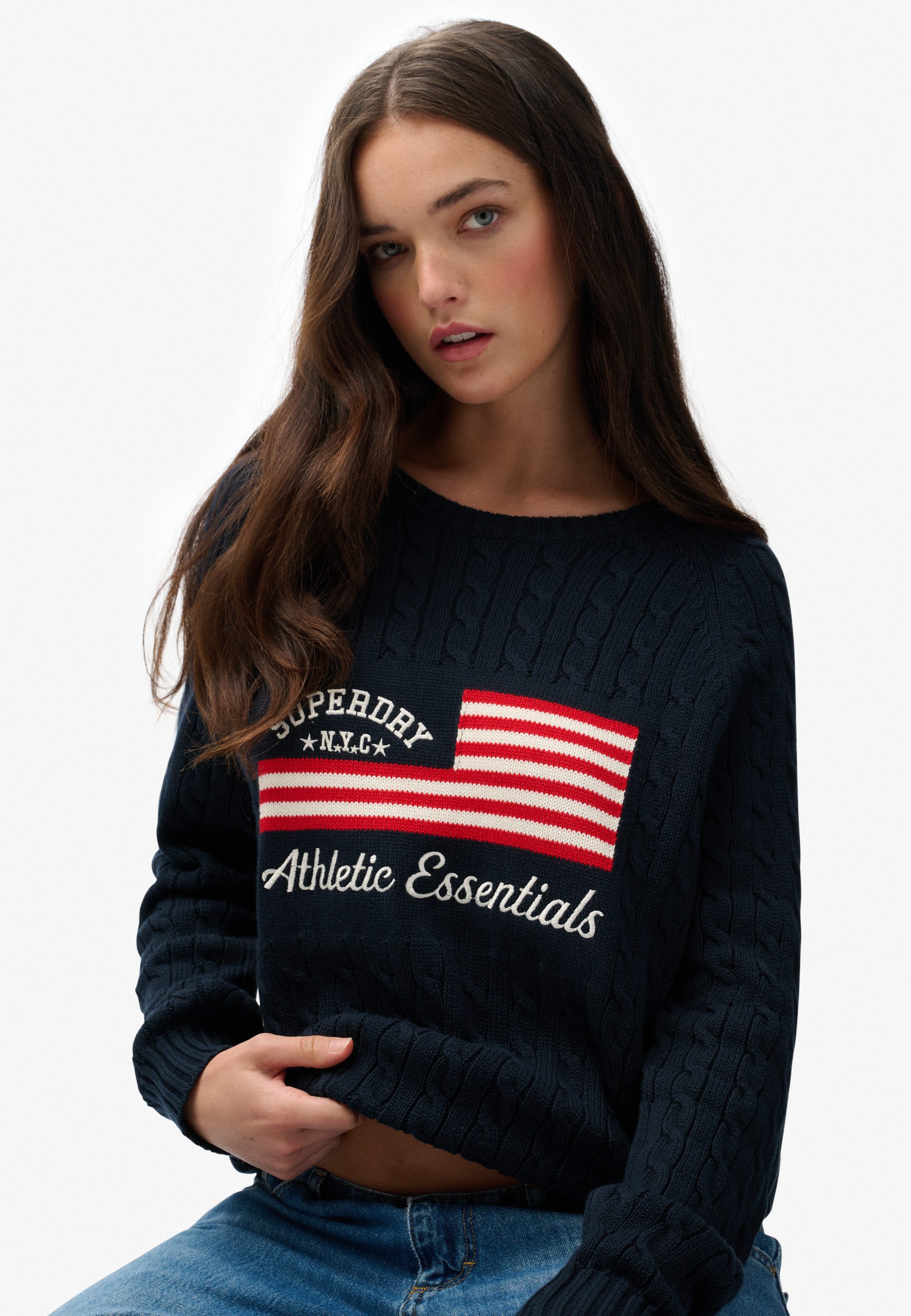 Superdry Strickpullover SLOUCHY CABLE FLAG KNIT günstig online kaufen