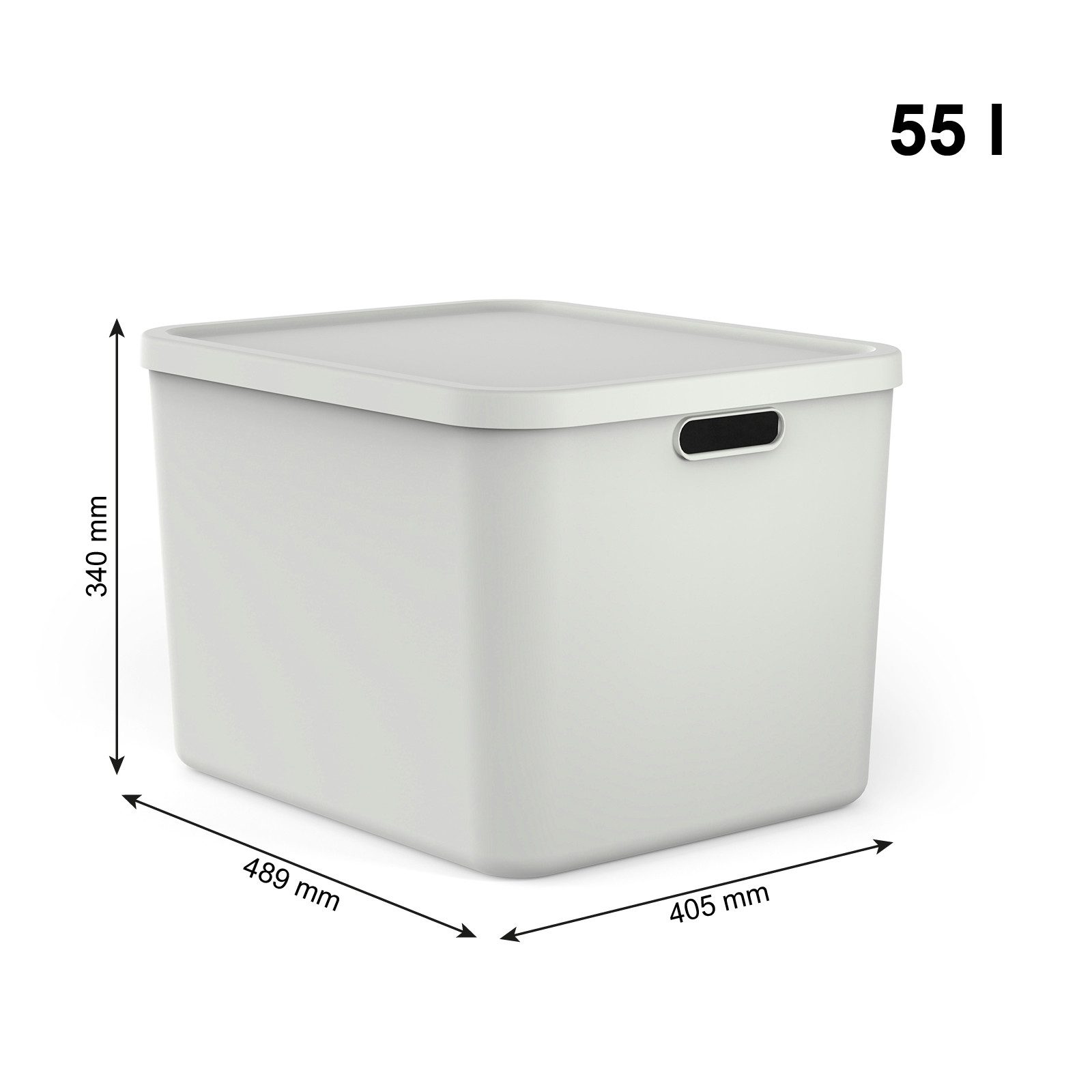 ROTHO Stapelbox Albula Light Set 3tlg. 2x 20l und 55l Aufbewahrungsboxen mit Deckel (3-teilig, Boxen-Set), Recycelt, modular, mit Tragegriffen – Bild 5 von 5