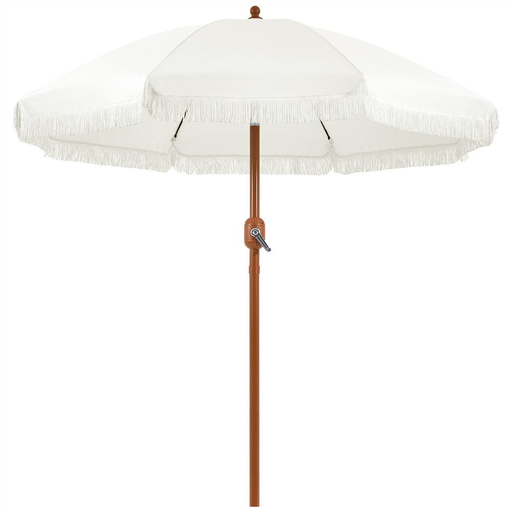 Yaheetech Sonnenschirm mit Quasten ∅215/242cm, Gartenschirm mit Kurbelsystem Neigbar für Außenbereich