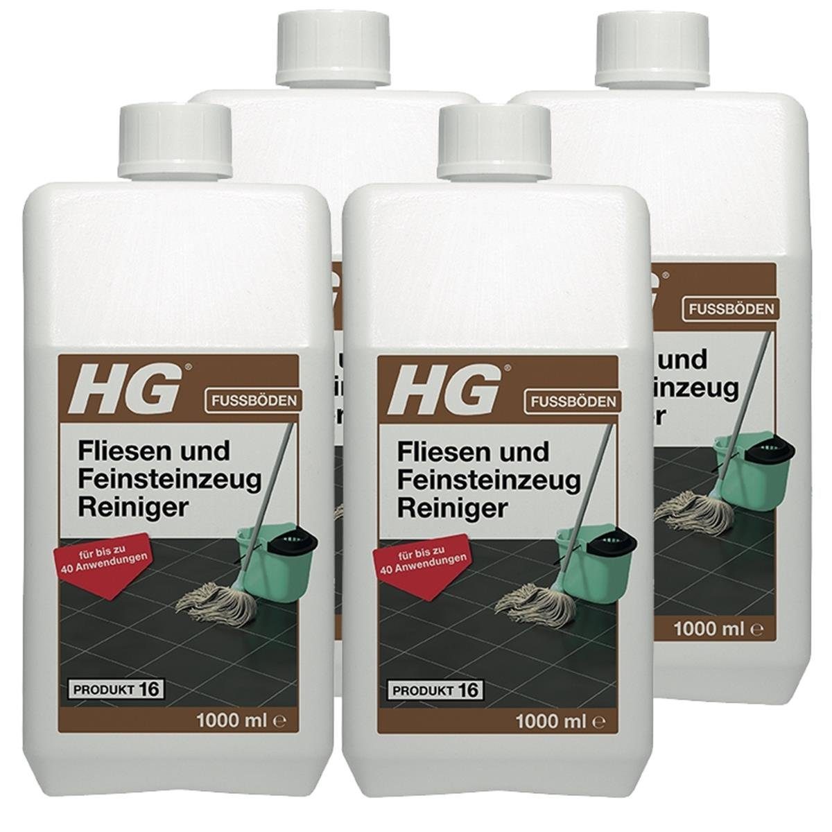 HG HG Fliesen und Feinsteinzeug Reiniger 1L (Produkt 16) (4er Pack)  Fussbodenreiniger