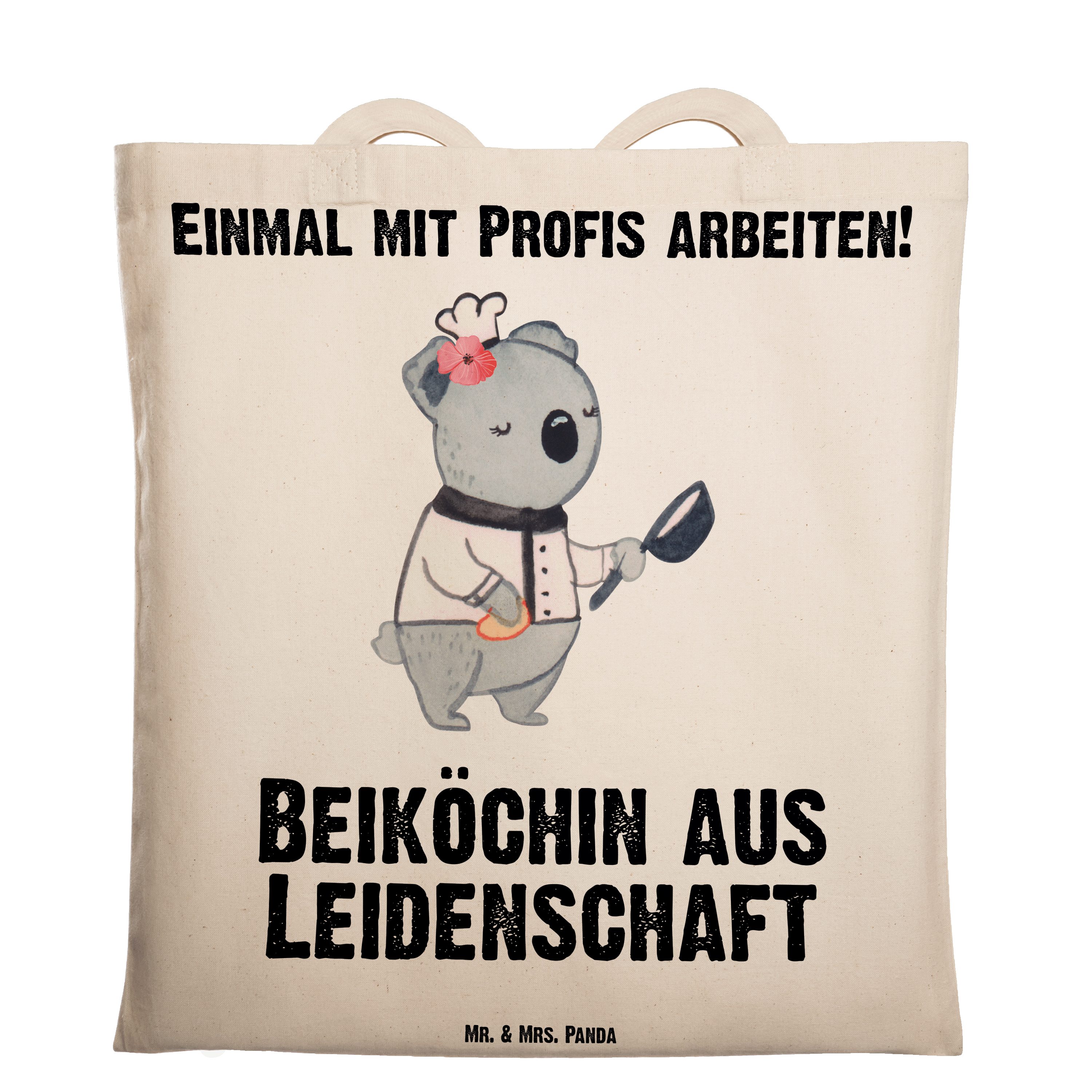 Mr. & Mrs. Panda Tragetasche Beiköchin aus Leidenschaft - Transparent - Geschenk, live cooking, Hi (1-tlg) | Canvas-Taschen