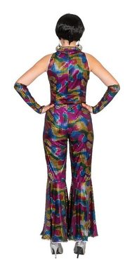 Funny Fashion Kostüm Disco Rainbow Glitter Jumpsuit Anzug für Damen - B