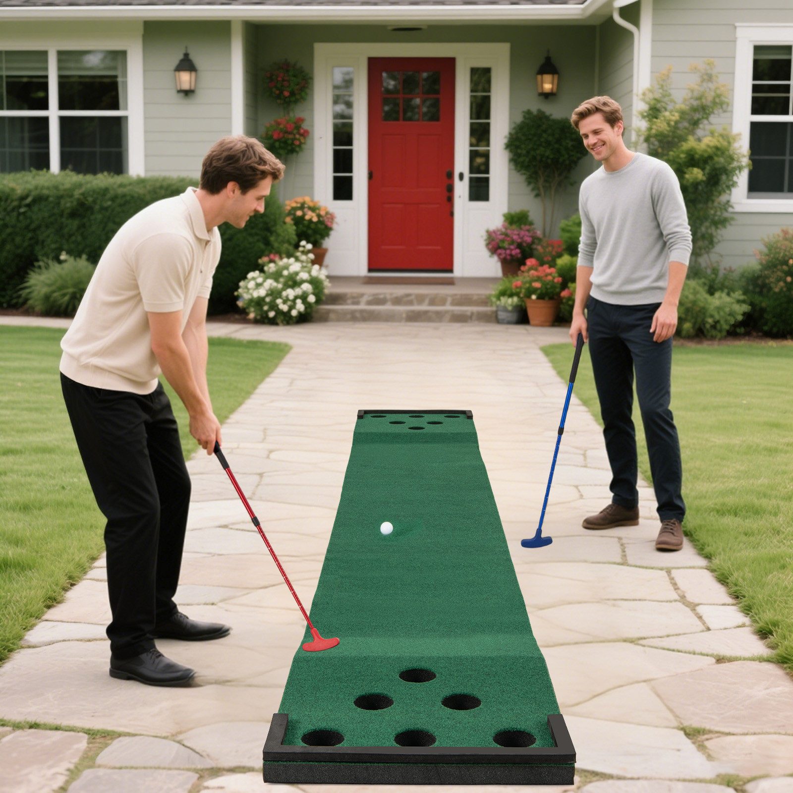 COSTWAY Puttingmatte (1-St), Golf-Übungshilfe für Innen- & Außenbereich, 332 cm