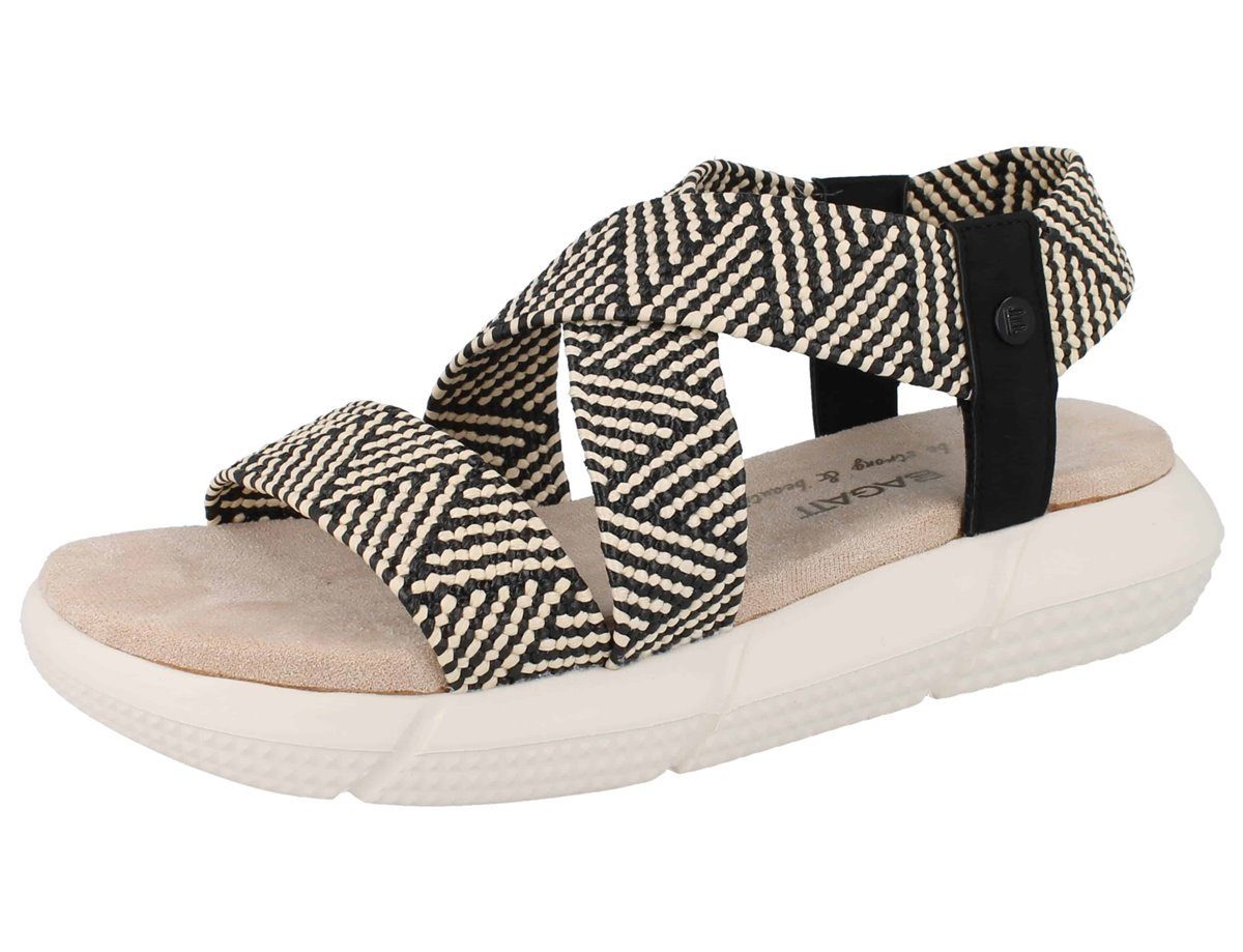 bugatti BAGATT Damen Sandalette schwarz beige Textil - Größe: 39 Sandale