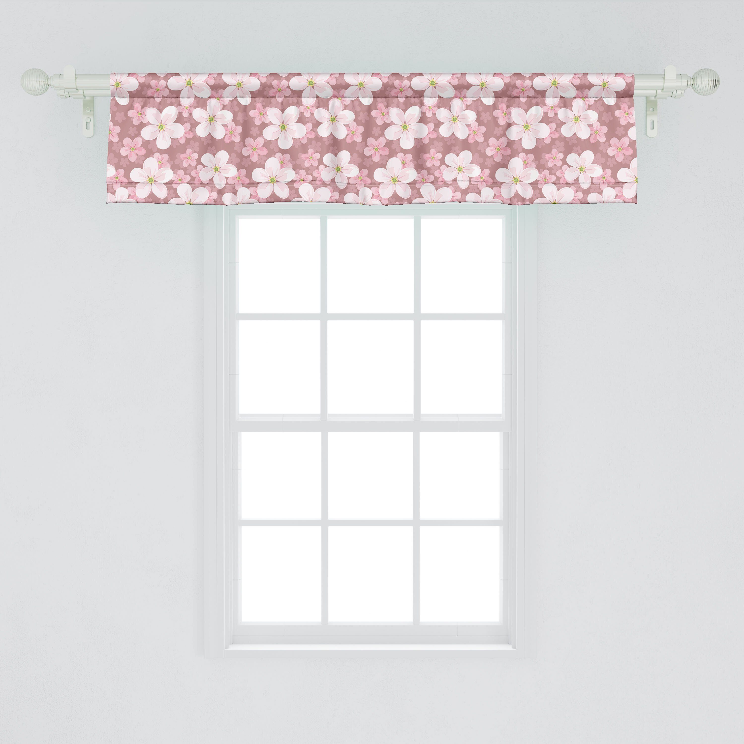 Scheibengardine Vorhang Volant für Küche Petal Abakuhaus, Karikatur mit Schlafzimmer Dekor Kirschblüten Stangentasche, Microfaser