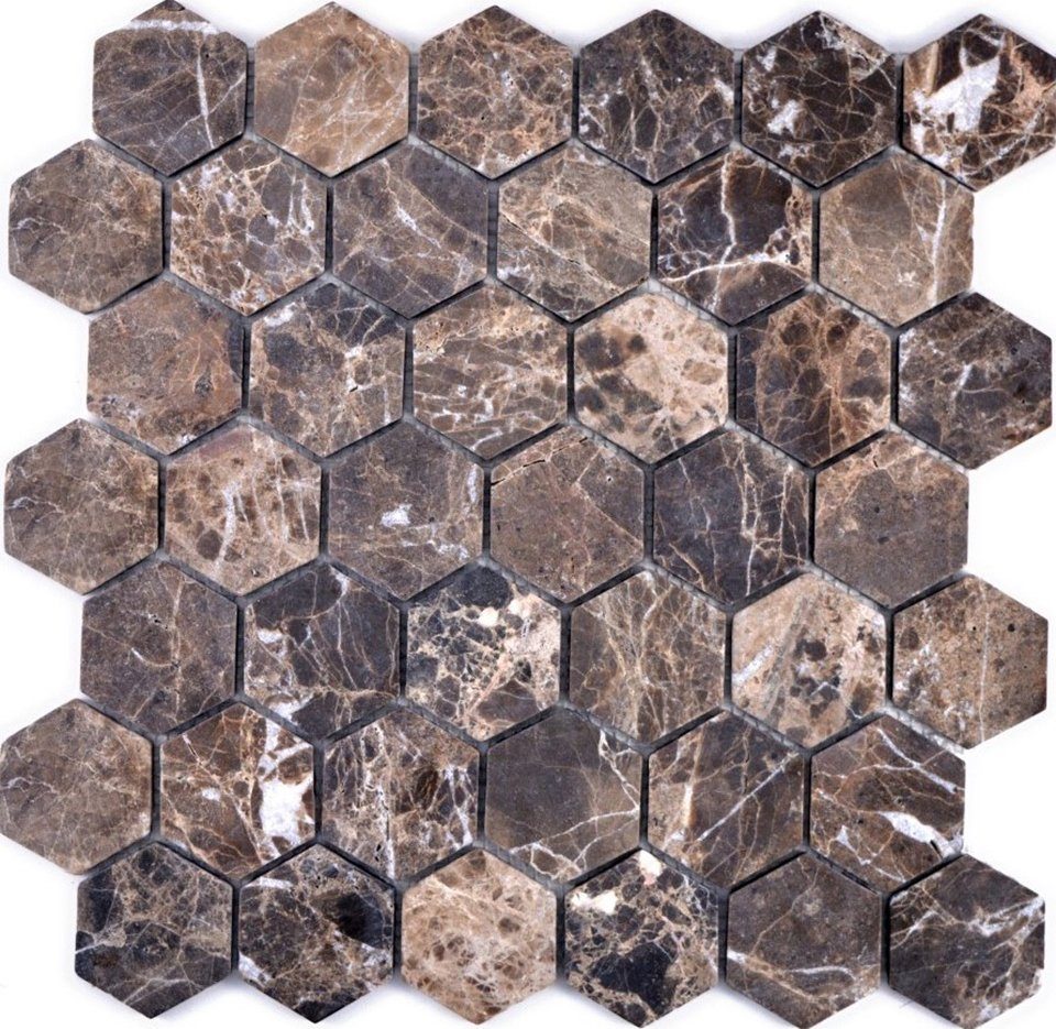 Mosani Mosaikfliesen Marmormosaik Matten matt Mosaikfliesen 10 braun 