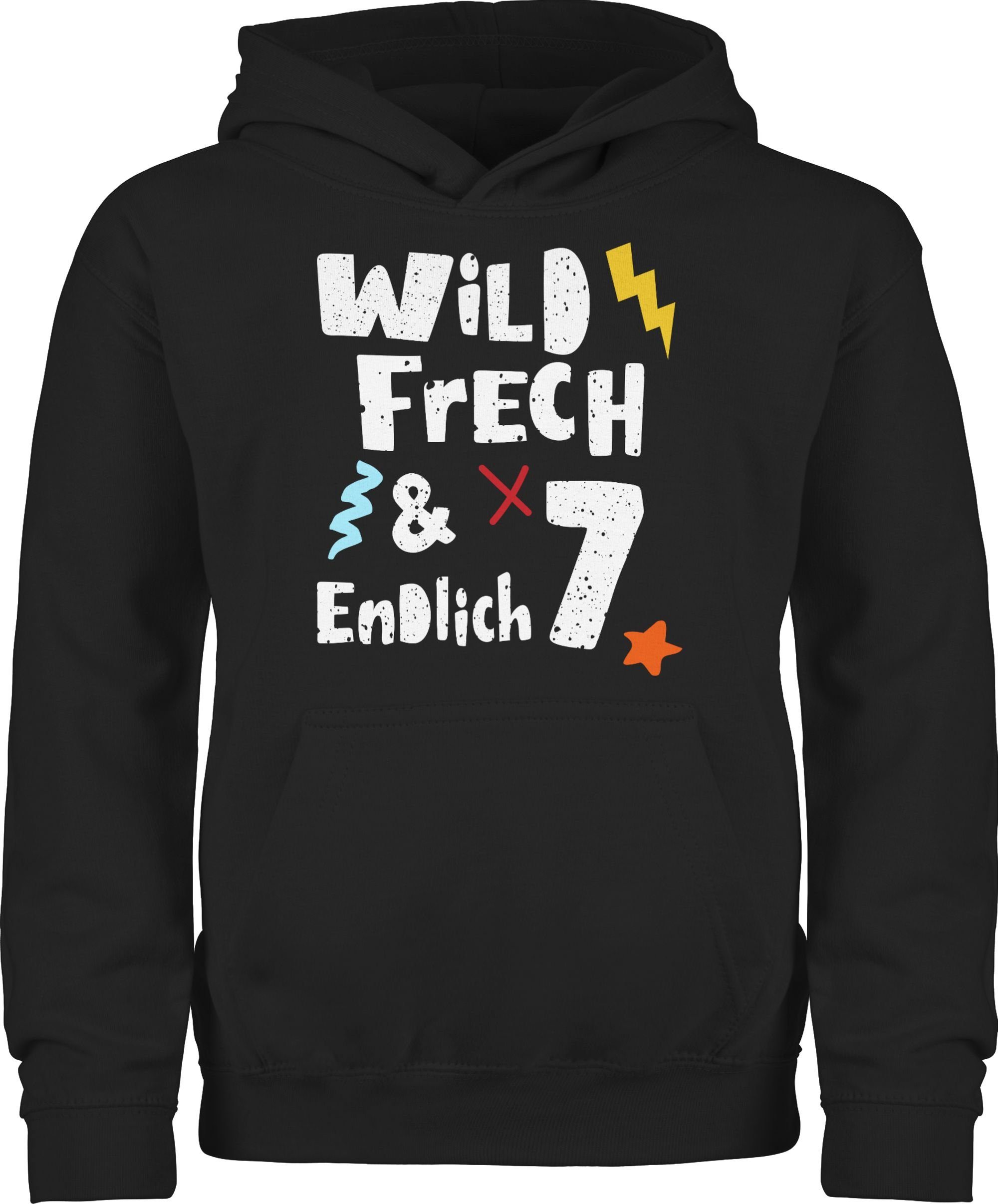 Sieben endlich Shirtracer frech 3 Jahre Hoodie 7. 7 - Geburtstag Wunderbar und Schwarz Wild