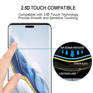 Wigento Handyhülle Für Honor Magic 6 Pro 2x 4D Premium 0,3 mm H9 Curved Schutz Hart Glas