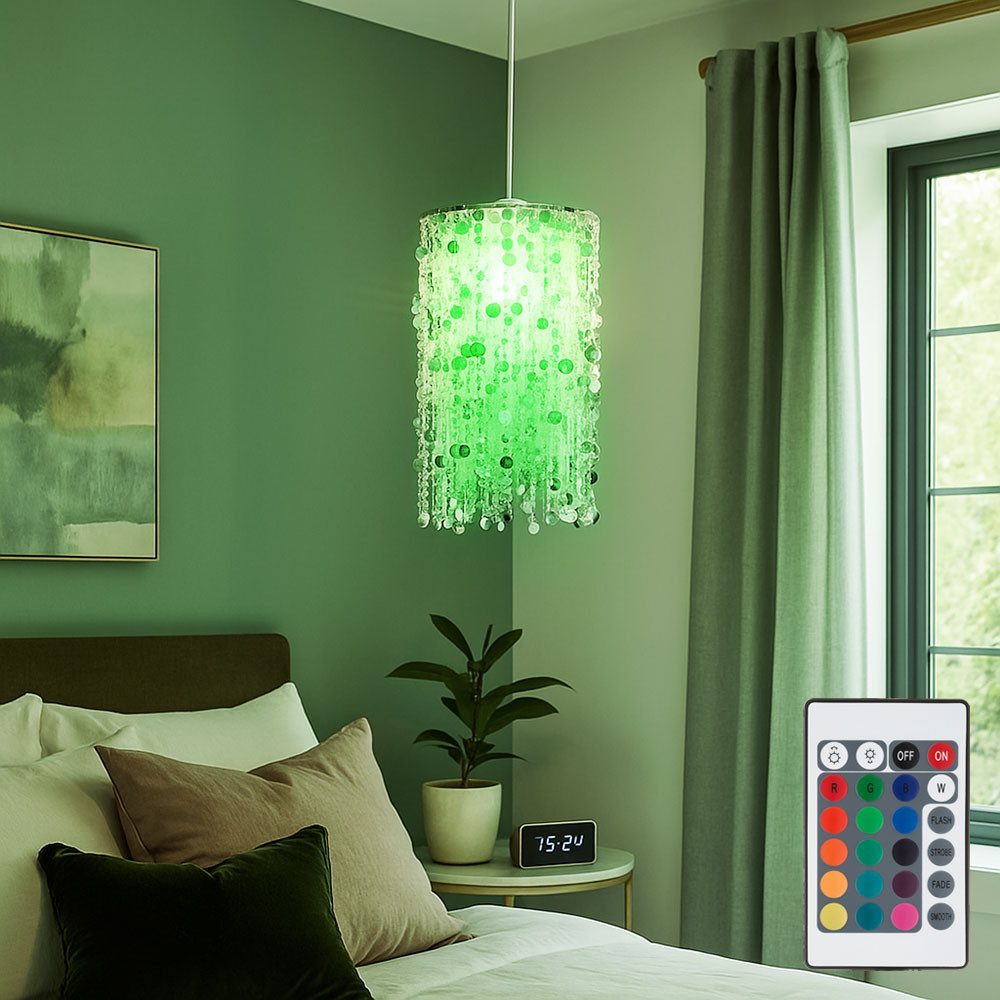 etc-shop Dekolicht, Leuchtmittel inklusive, Warmweiß, Farbwechsel, Hänge Decken Lampe DIMMBAR Mädchen Kinder FERNBEDIENUNG Leuchte silber