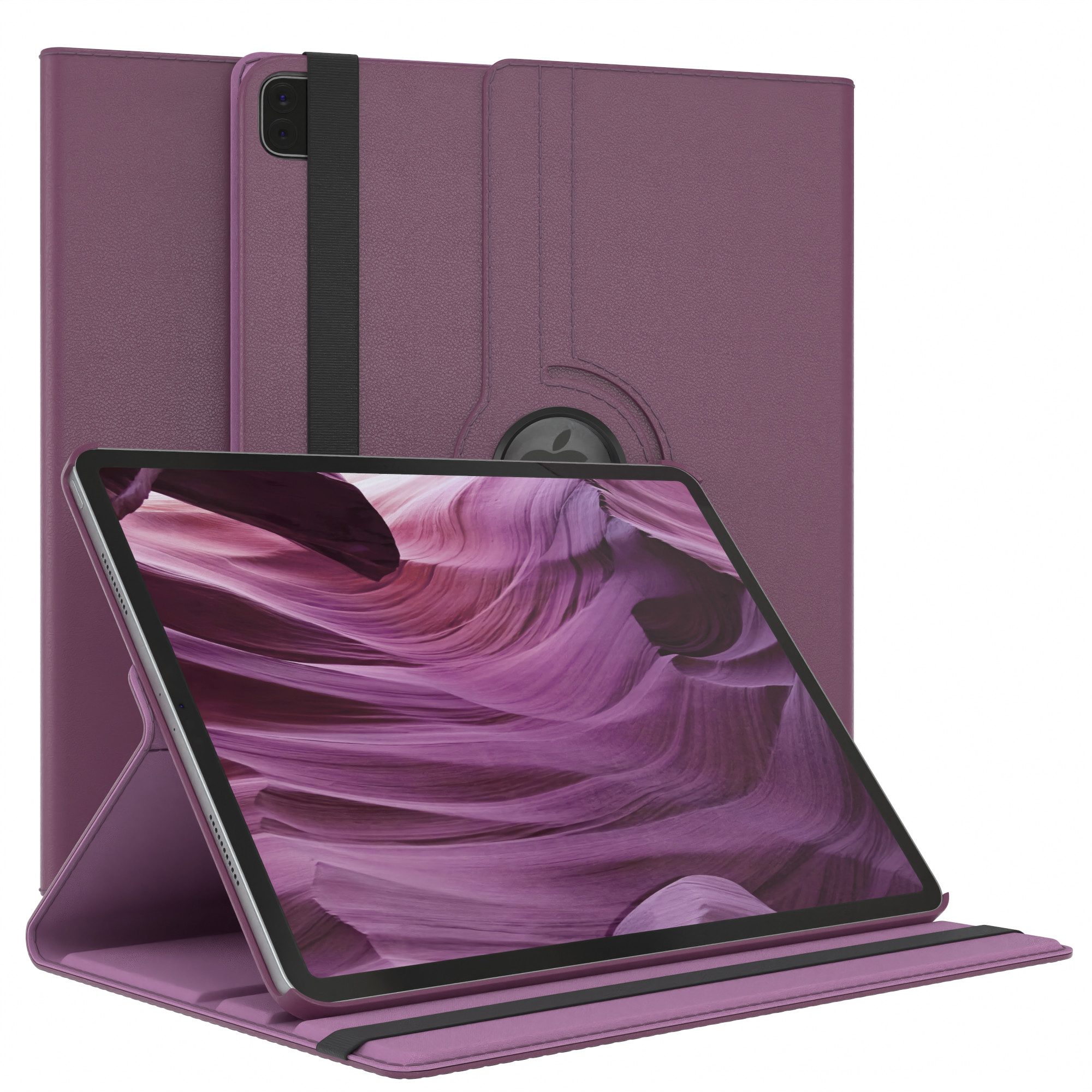 EAZY CASE Tablet-Hülle Rotation Case für Apple iPad Pro 6. Gen. (2022) 12,9 Zoll, Tablet-Hülle Bookstyle Case Fullcover Schutz Tasche Stehfunktion Lila