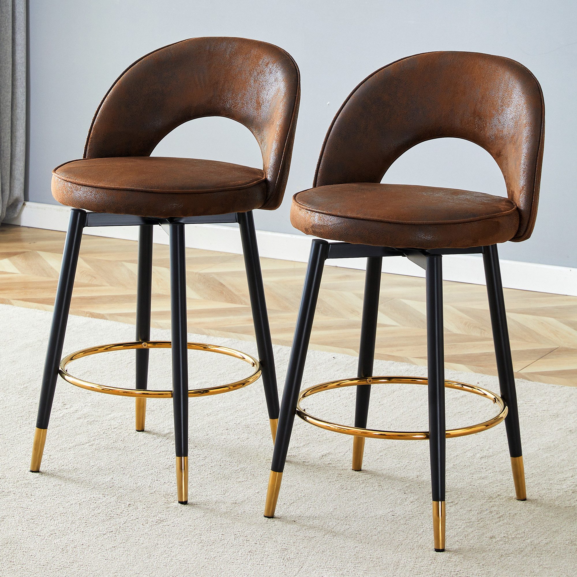 REDOM Drehhocker 2er-Set gepolsterte Barstühle mit 360° Drehfunktion, Moderne Barhocker für Küche, Essbereich