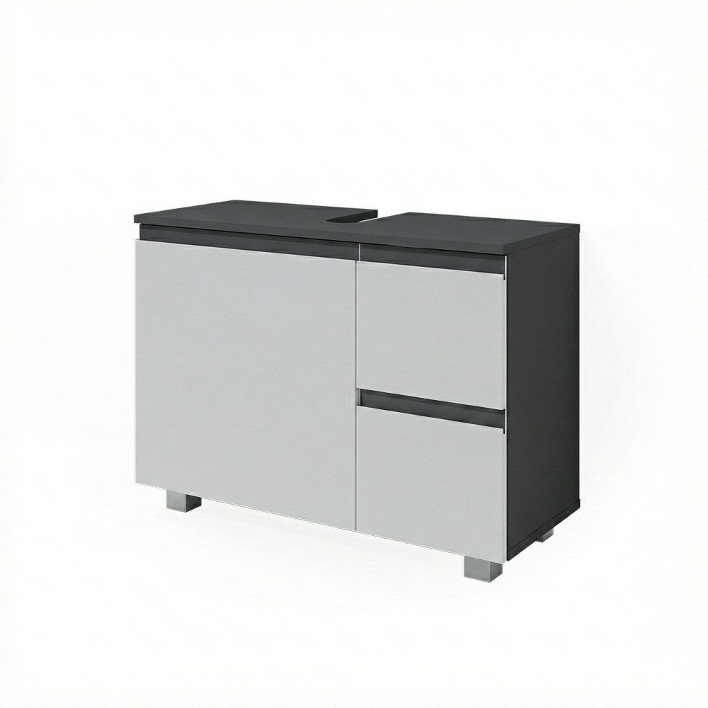 Vicco Waschbeckenunterschrank J-Shape, Weiß/Anthrazit, 80 x 60.8 cm