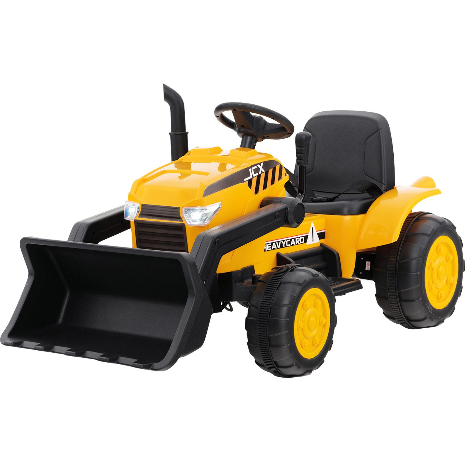 COSTWAY Spielzeug-Aufsitzbagger 12V Sandbagger, mit verstellbarer Schaufel