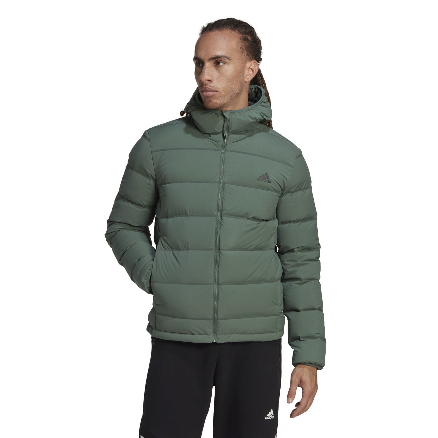 adidas Performance Winterjacke Winter-Daunenjacke Helionic Soft Hooded (wind- wasserabweisend) grün