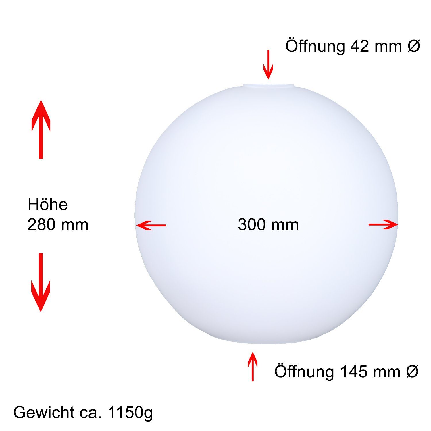 Home4Living Lampenschirm Kugelglas Ø 300mm Lampenglas Weiß matt E27, Dekorativ