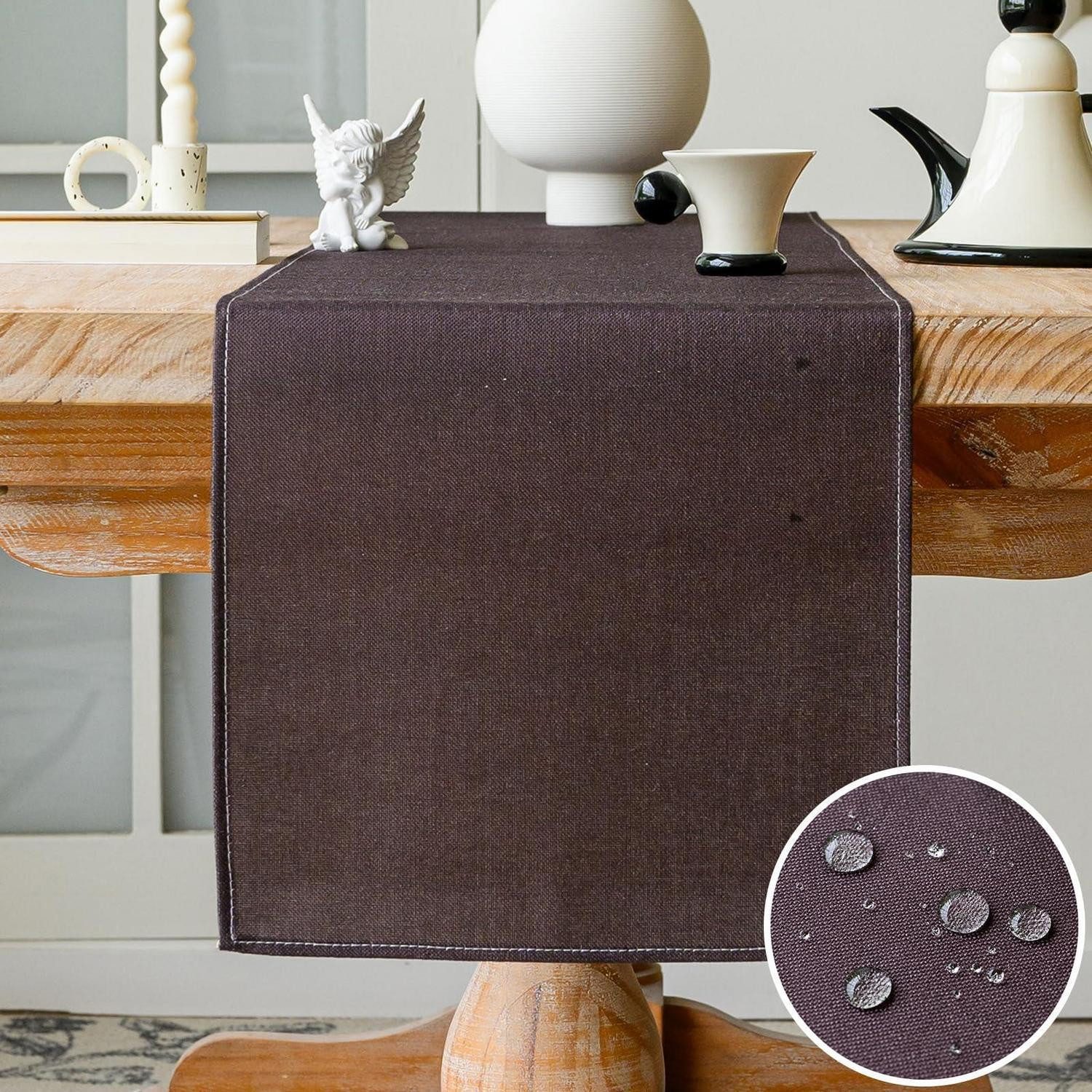 LuxusKollektion Tischläufer Tischläufer Modern Wasserabweisend Braun 40x140cm (1-tlg)
