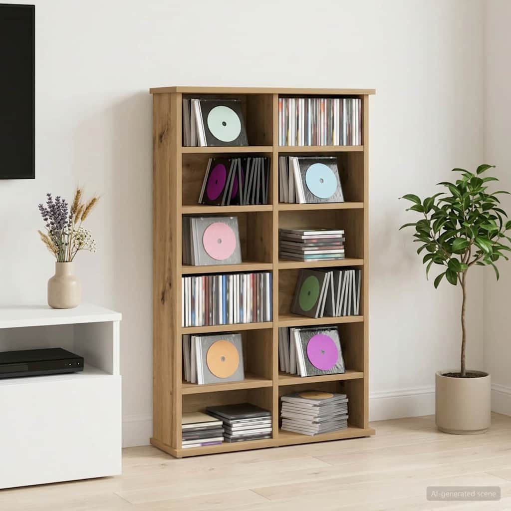 vidaXL Schranksystem CD Regal Artisan-Eiche 60 x 17 x 92 cm Holzwerkstoff (1-St)