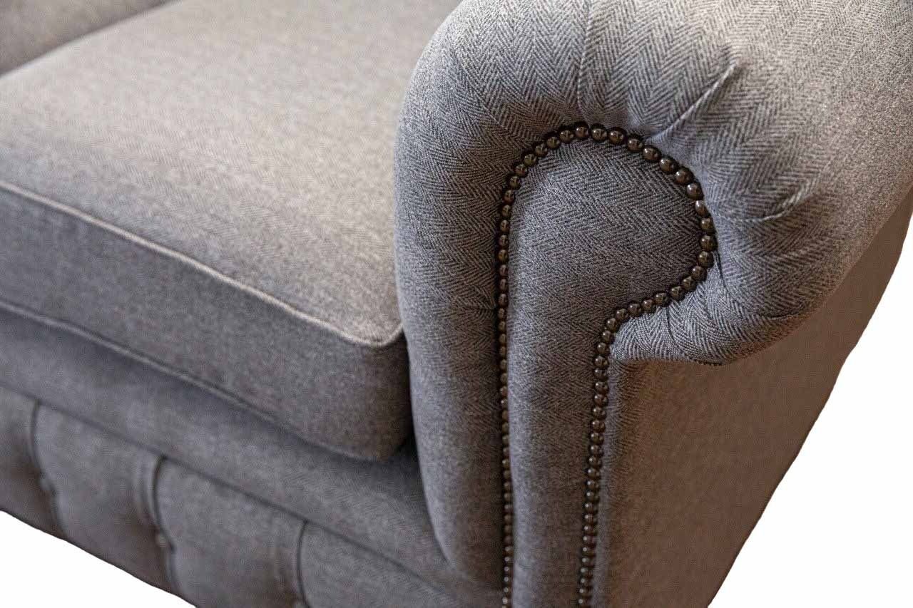 2 Couch Einrichtung JVmoebel Sofa Sitzmöbel Chesterfield Sofa In Europe Sitz Textil Graue, Made Büro