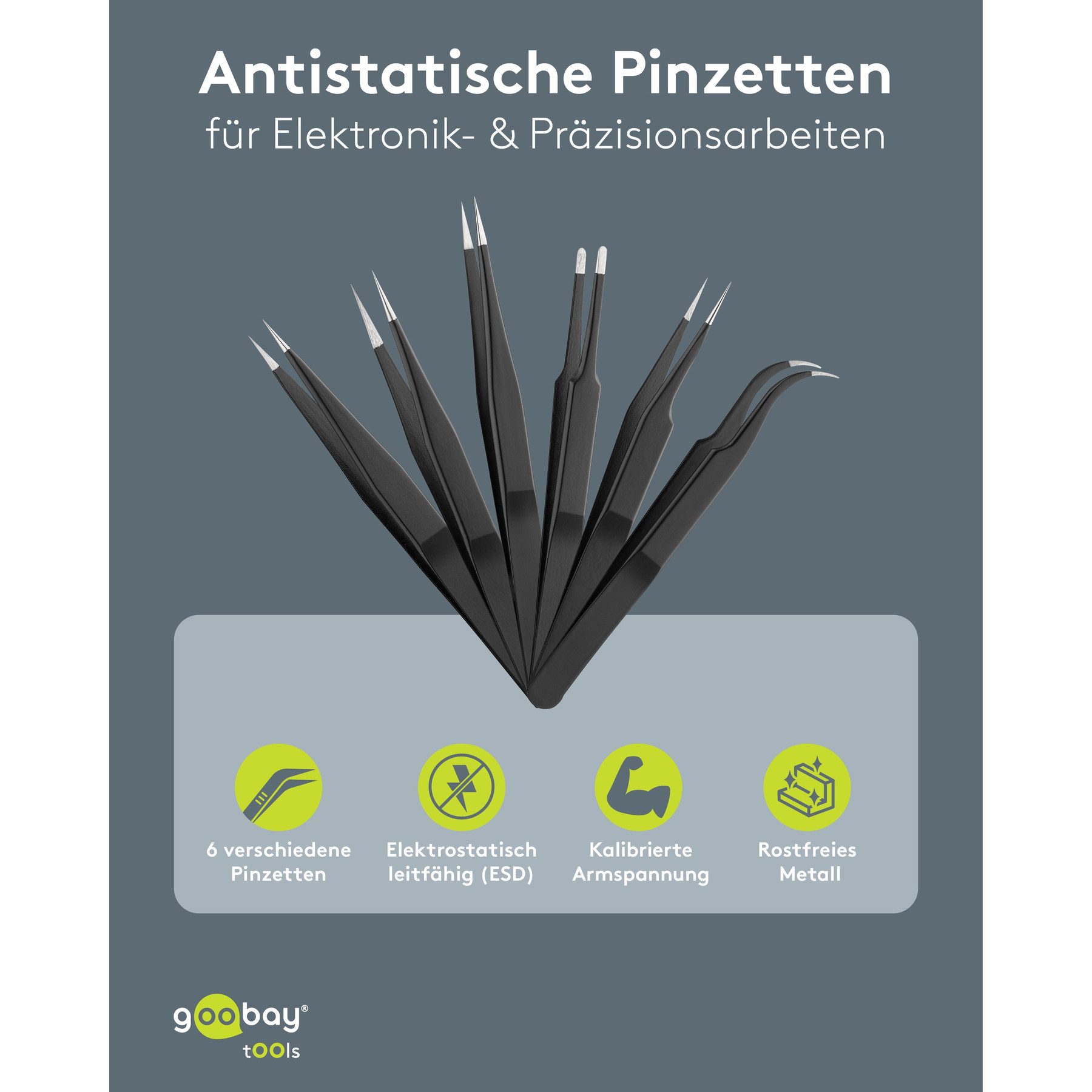 Goobay Spitzzange GOOBAY TOOLS Pinzetten-Set, 41256, 6-teilig