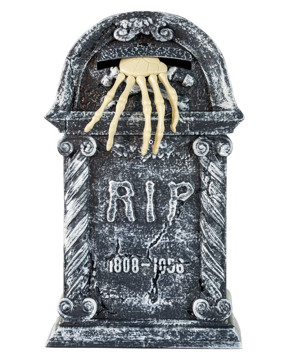 Dekoobjekt Halloween Grabstein mit herausgrapschender Skelett