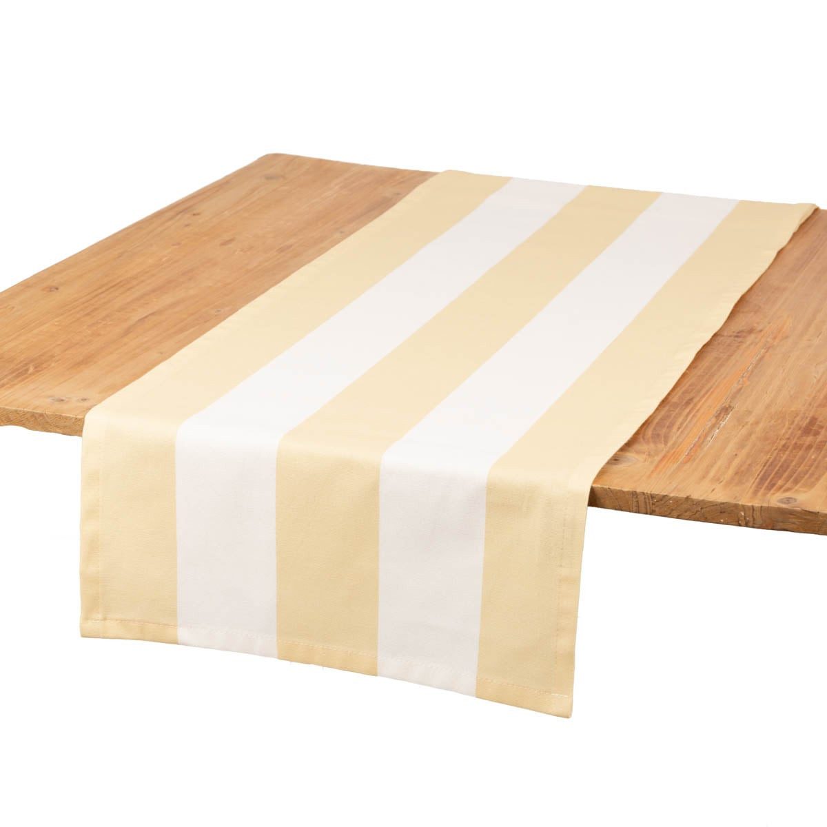 SCHÖNER LEBEN. Tischläufer Tischläufer Baumwolle Streifen Vanille Ecru 40x160 cm, handmade