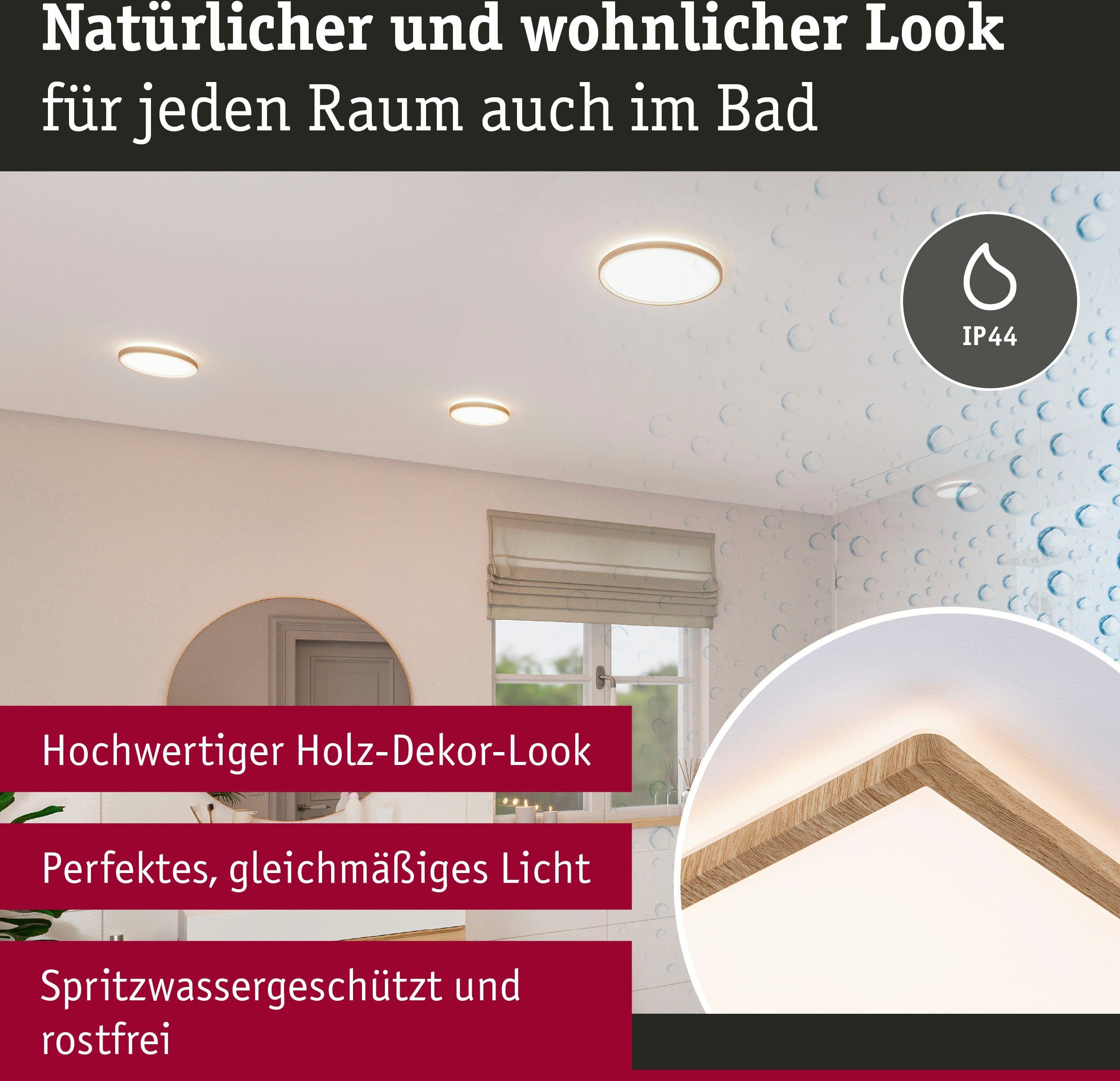 Paulmann LED Panel Atria Shine 16W 3000K 293x293 Eiche Kunststoff IP44, LED fest integriert, Warmweiß, Hintergrundbeleuchtung