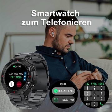 findtime Herren's Militär Fitness Tracker mit Telefonfunktion IP67 Wasserdicht Smartwatch (1,28 Zoll), Schlafmonitor, Blutdruck Schrittzähler Outdoor Uhren Fitness Tracker