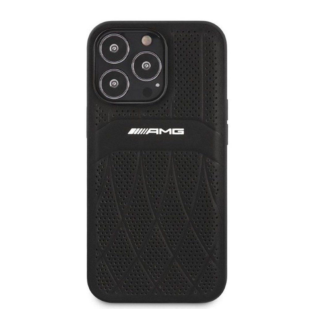 Mercedes Smartphone-Hülle Handyhülle Schutzhülle Lederhülle 6,1 Zoll, Echtleder perforiert, AMG-Logo, Hartschale
