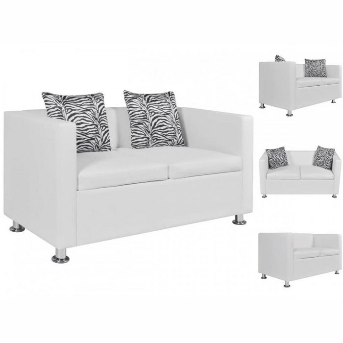 vidaXL Sofa 2-Sitzer-Sofa Kunstleder Weiß Couch