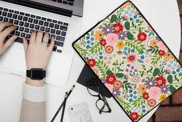 MuchoWow Laptop-Hülle Blätter - Blumen - Design 13.3 Zoll, Laptopsleeve, weiches Innenfutter zum Schutz Kratzern, Laptoptasche