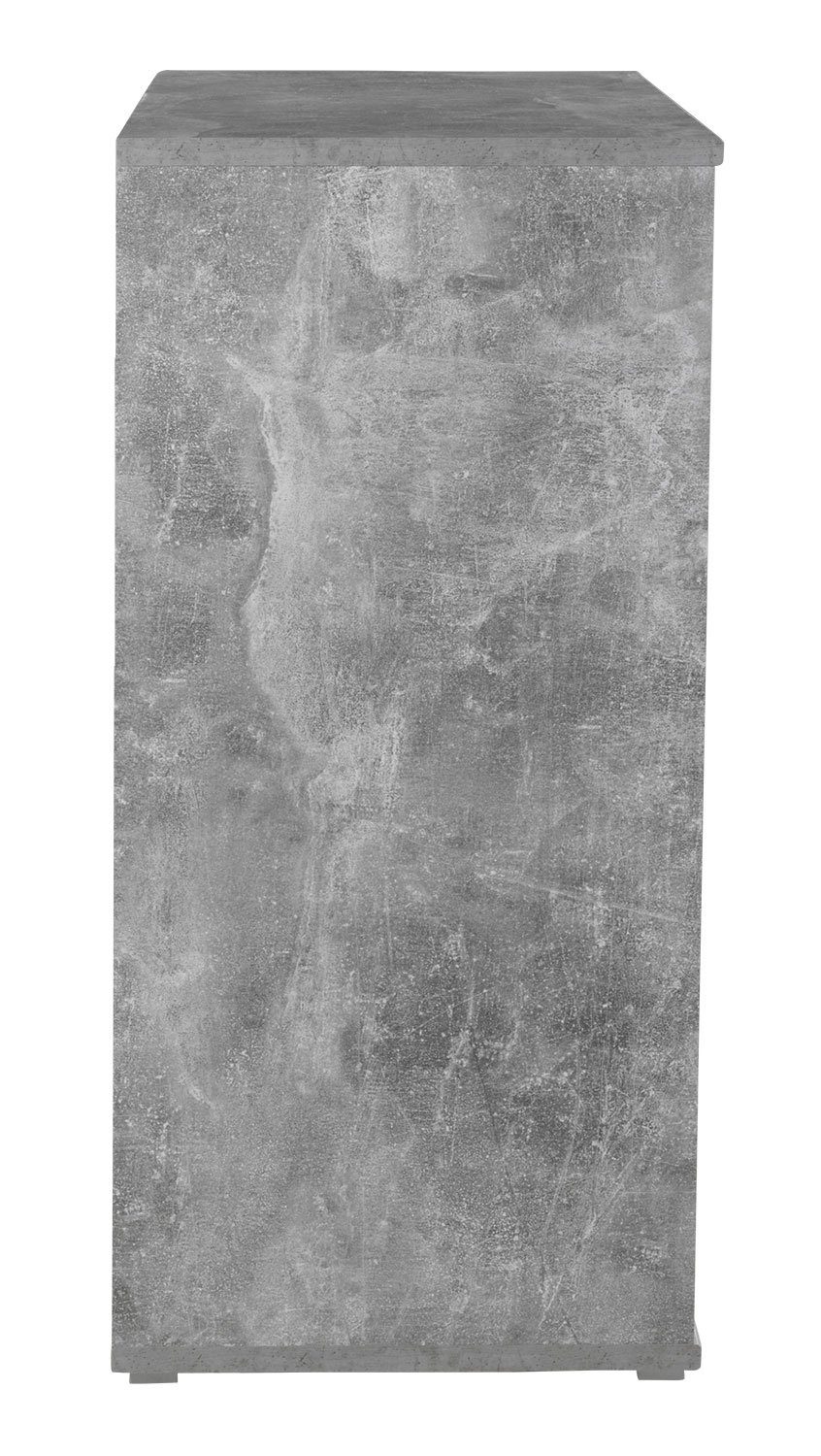 Weiß x IKARUS, Betonoptik, 2 103 cm, H Schubladen 80 und matt, Kommode 2 B Türen