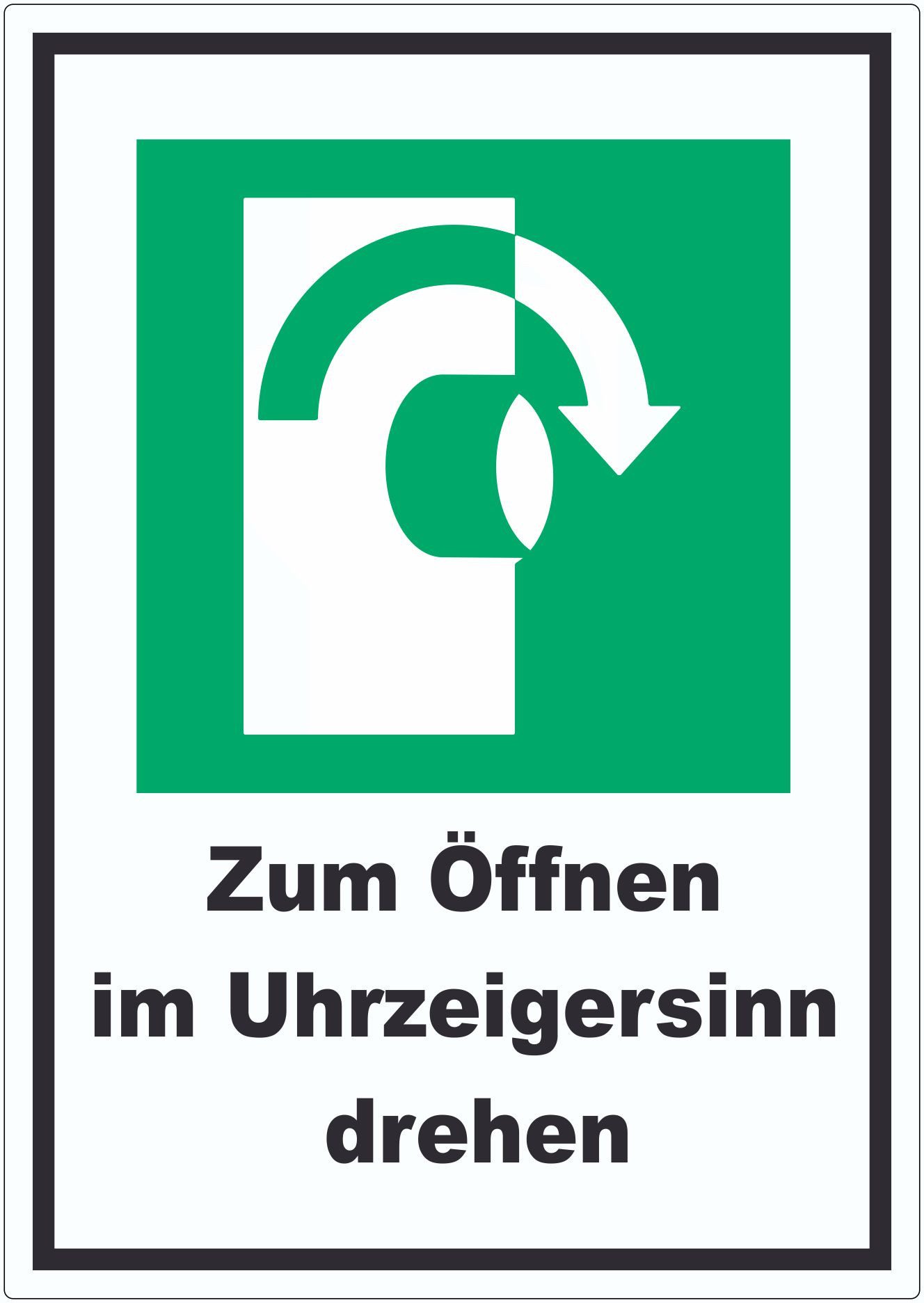 HB-Druck Aufkleber Zum Öffnen im Uhrzeigersinn drehen Aufkleber, wetterfest, UV-beständig, kratzfest