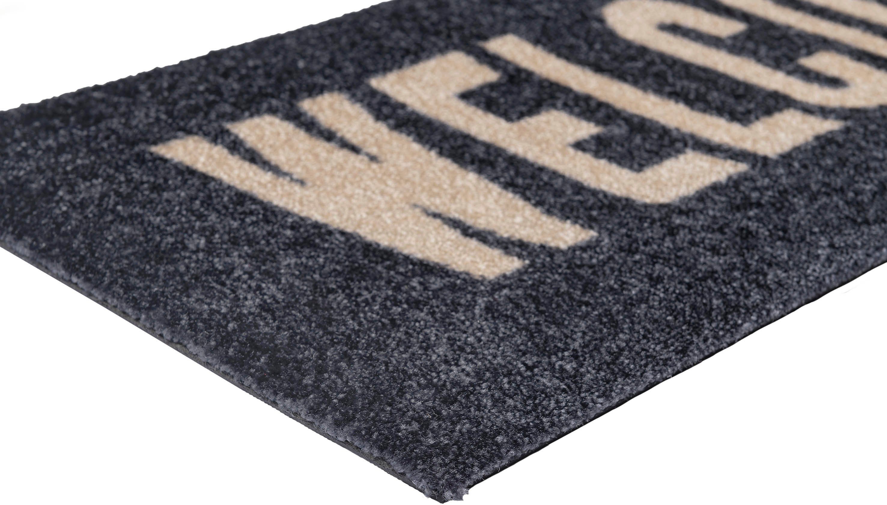 Fußmatte Welcome, rechteckig, und mm, Outdoor mit In- by Spruch, 9 Höhe: wash+dry Schmutzfangmatte, waschbar grau Kleen-Tex, geeignet