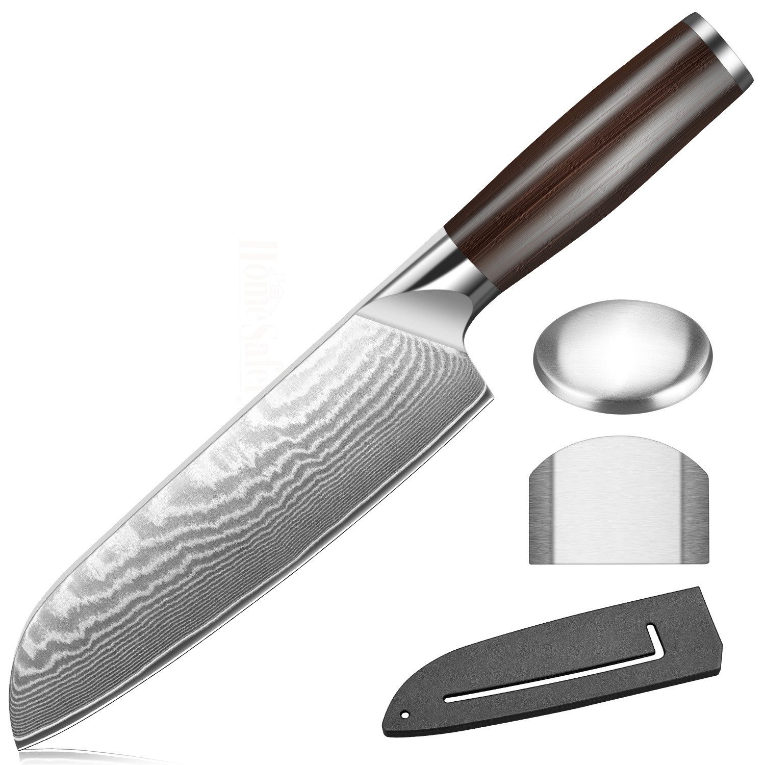 KingLux Damastmesser Santoku Messer Damastmesser 18cm Küchenmesser 67 Schichten Damaststahl