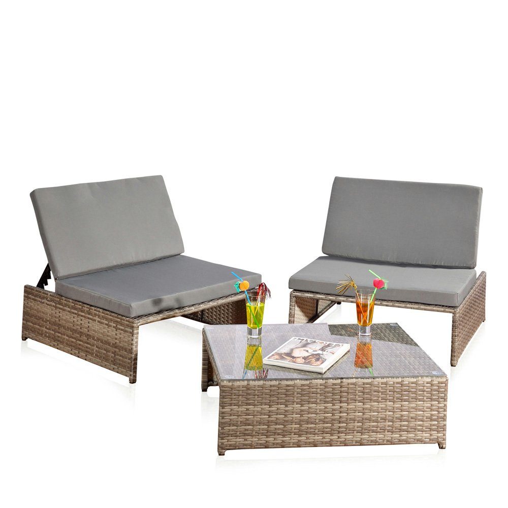 Feel2Home Garten-Essgruppe Gartenmöbelset Sessel Tisch Sitzgruppe günstig online kaufen