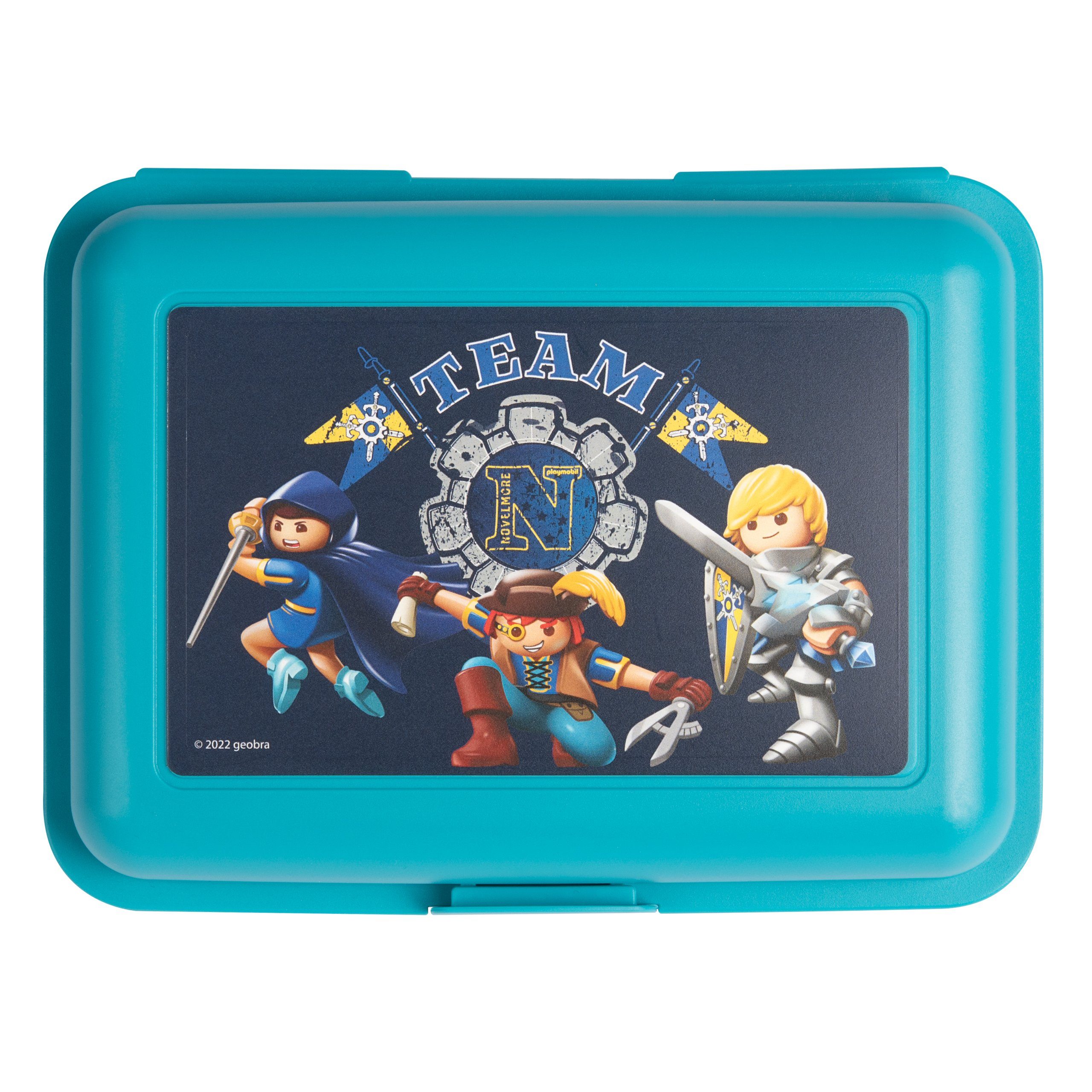 Kunststoff Labels® Brotdose mit Blau, Lunchbox Novelmore (PP) Trennwand Playmobil - United Lunchbox