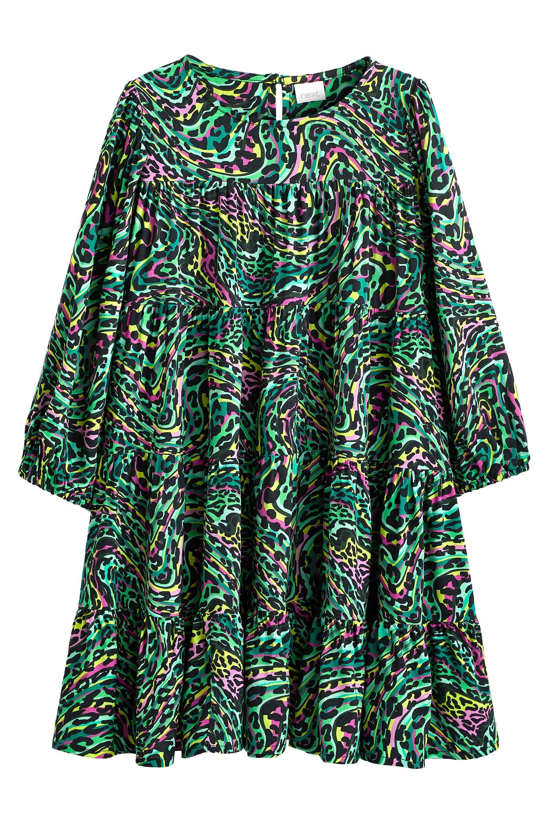 Next Druckkleid Gemustertes langärmeliges Kleid (1-tlg) Green