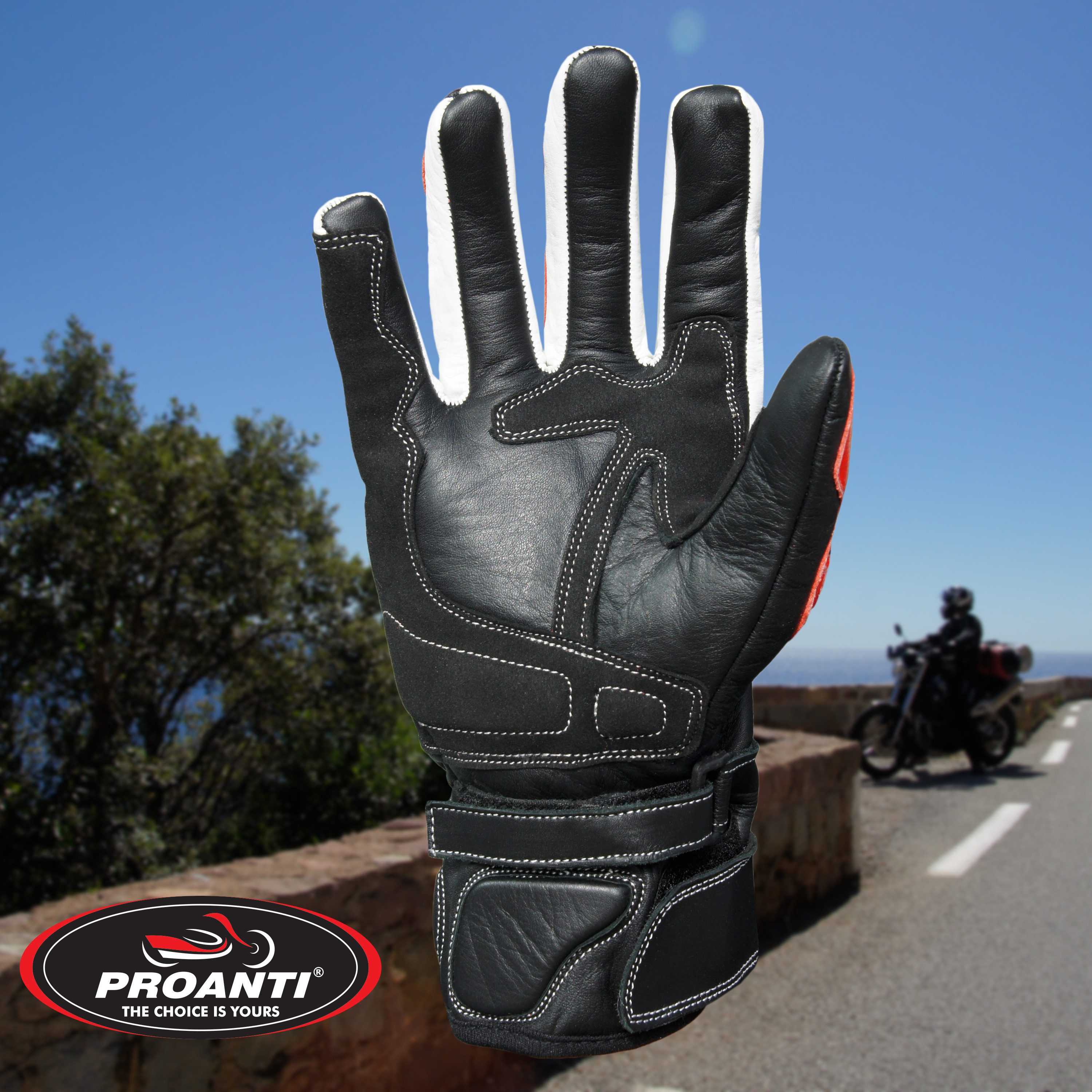PROANTI Motorradhandschuhe PROANTI Motorradhandschuhe Racing Leder Motorrad Handschuhe rot