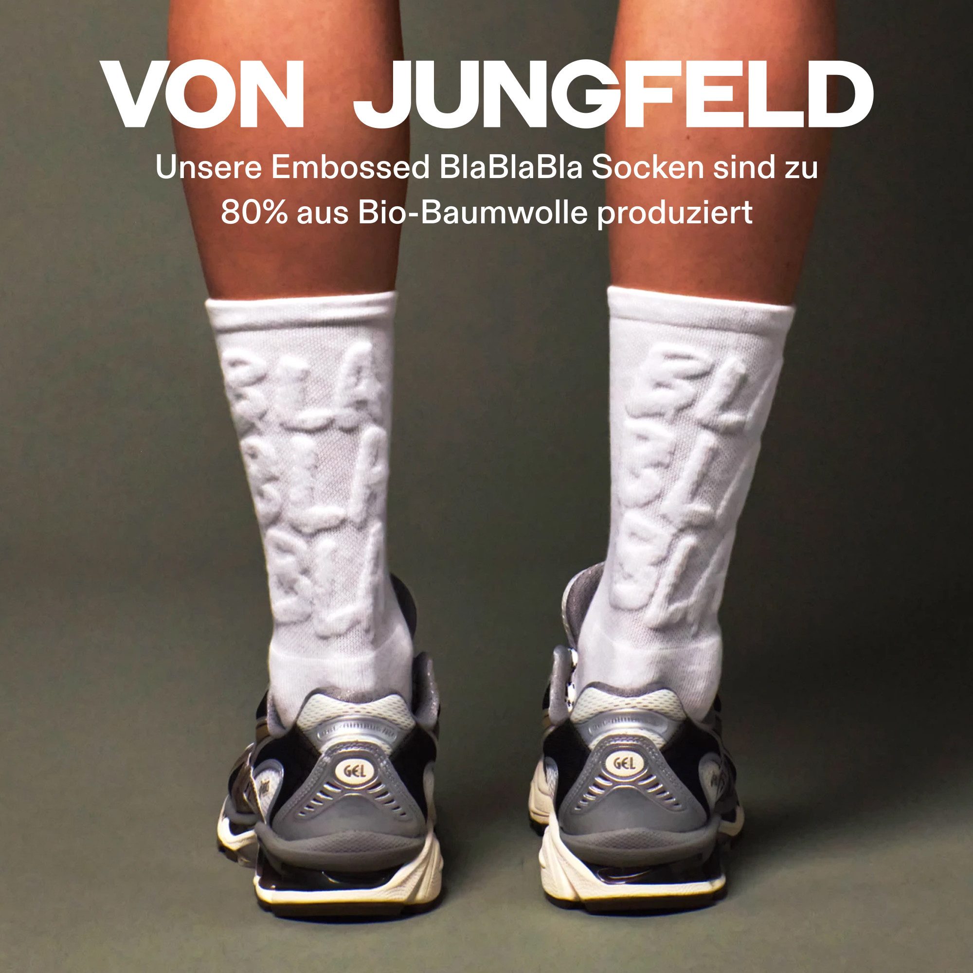 von Jungfeld Tennissocken Embossed Bio-Baumwolle 35-46 Unisex 2 Paar (2-Paar, 2er-Pack) 3D-Motivsocken für Damen & Herren aus Bio-Baumwolle