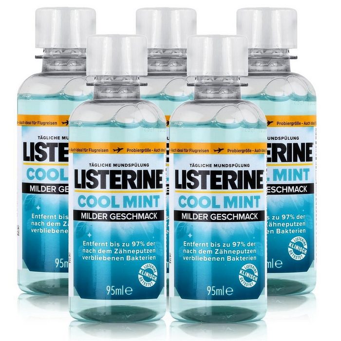 Listerine Mundspülung Listerine Cool Mint milder Geschmack 95 ml Mundspülung (5er Pack)