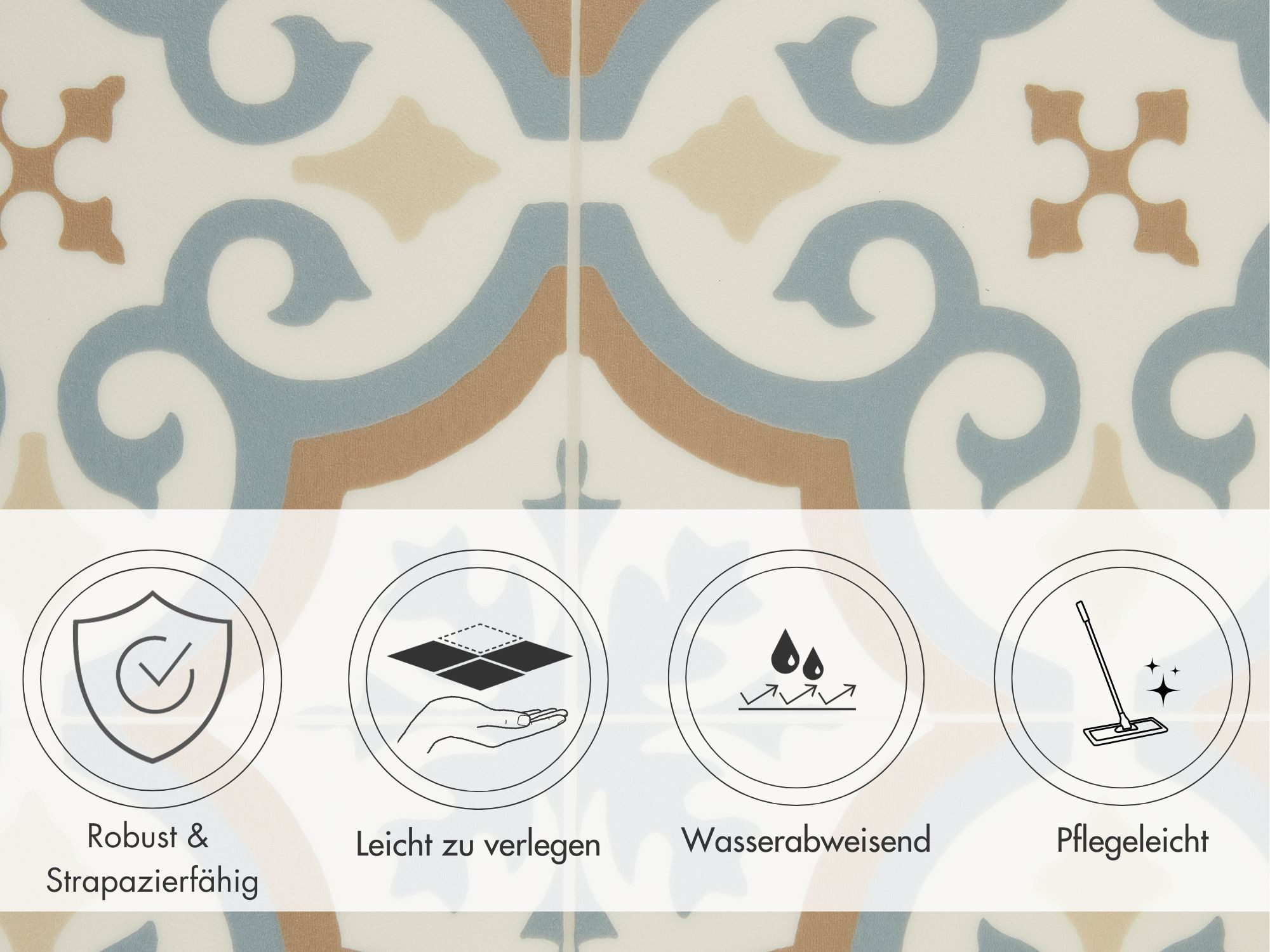 misento Vinylboden Astell in Fliesenoptik, für Feuchtraum- und Privatbereiche, PVC Bodenbelag Meterware 200/400 cm breit, Stärke 2,5 mm