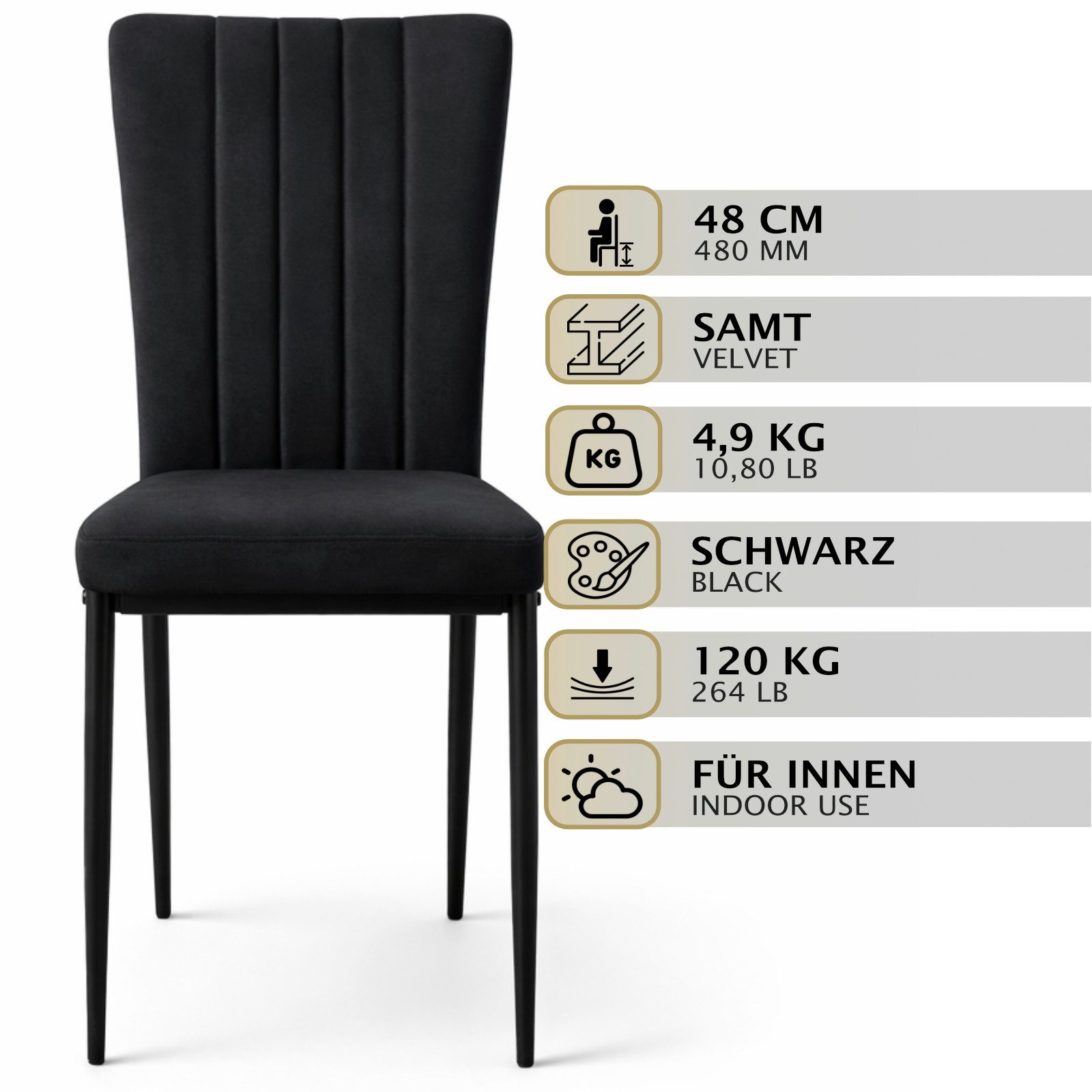 HAGO Esszimmerstuhl 4er Set Esszimmerstuhl Hochlehner Polsterstuhl Küchenstuhl Stuhl