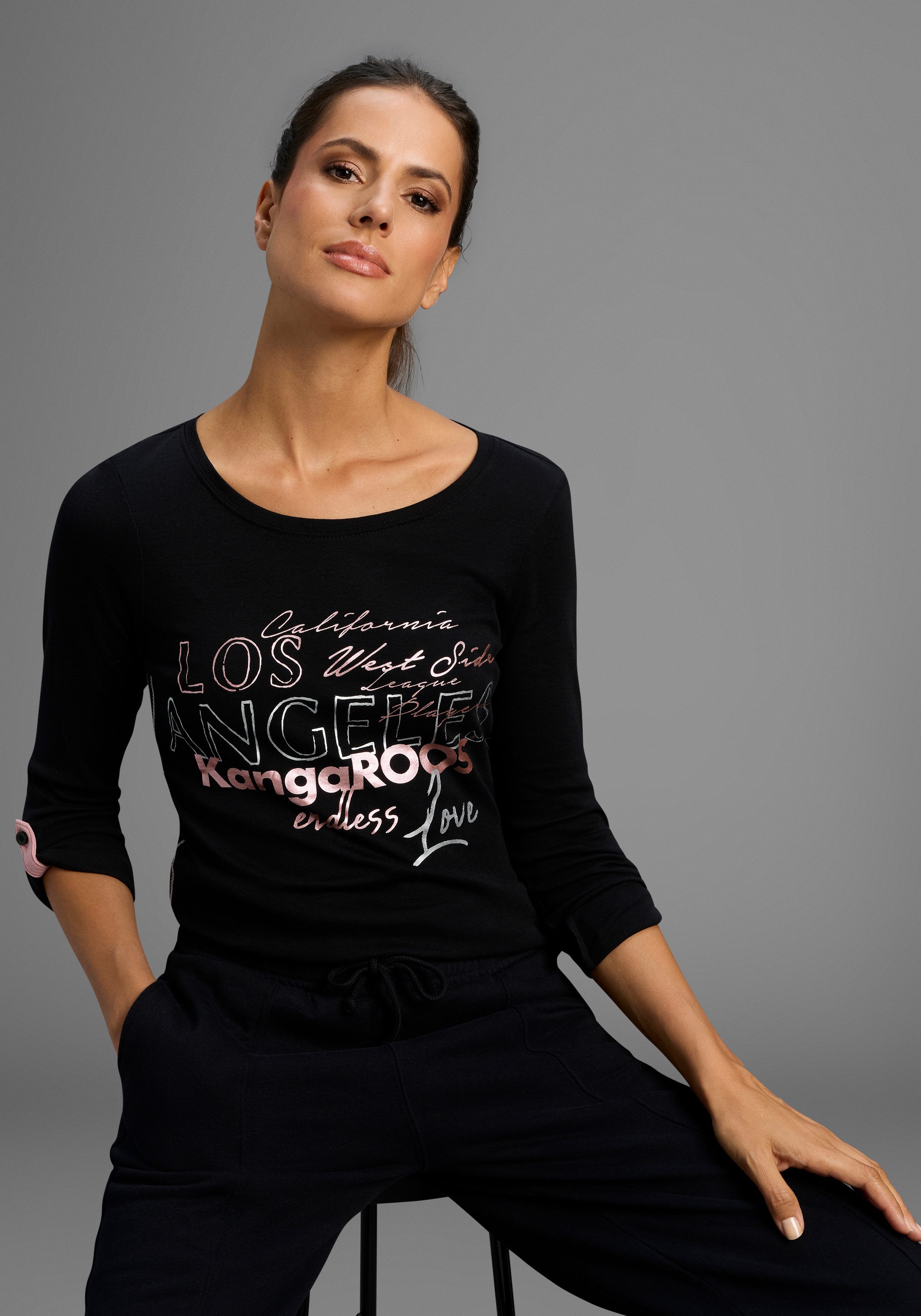 KangaROOS Langarmshirt sehr figurbetonte Passform, aus dehnbarer Rippware günstig online kaufen