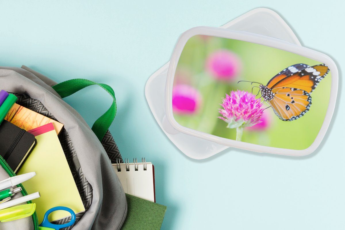 und für Insekten Schmetterlinge Erwachsene, Brotdose, Jungs (2-tlg), und MuchoWow Kinder Kunststoff, Lunchbox Blumen, für Brotbox Mädchen - - weiß