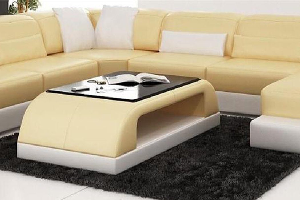 JVmoebel Couchtisch Moderner Couchtisch aus Leder und Glas mit elegantem Design, Made in Europa