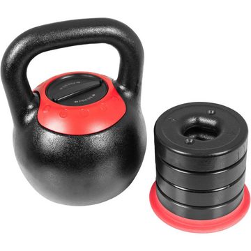 GORILLA SPORTS Kettlebell Verstellbare, 16 kg oder 24 kg mit 4 Wechselgewichte, Gusseisen