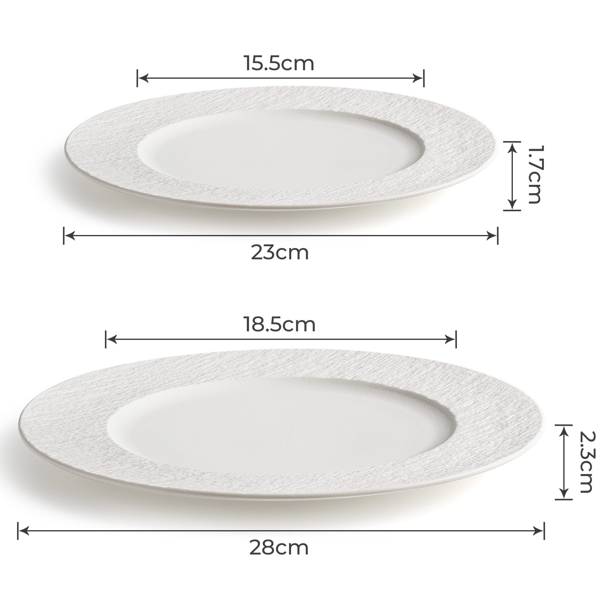 MiaMio Teller 4er Teller Set aus Keramik 4 Personen - Oasis Collection 23 cm Weiß, (4 St)